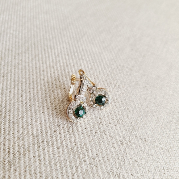 Emerald and Gold Earrings - Picture 5 of 5